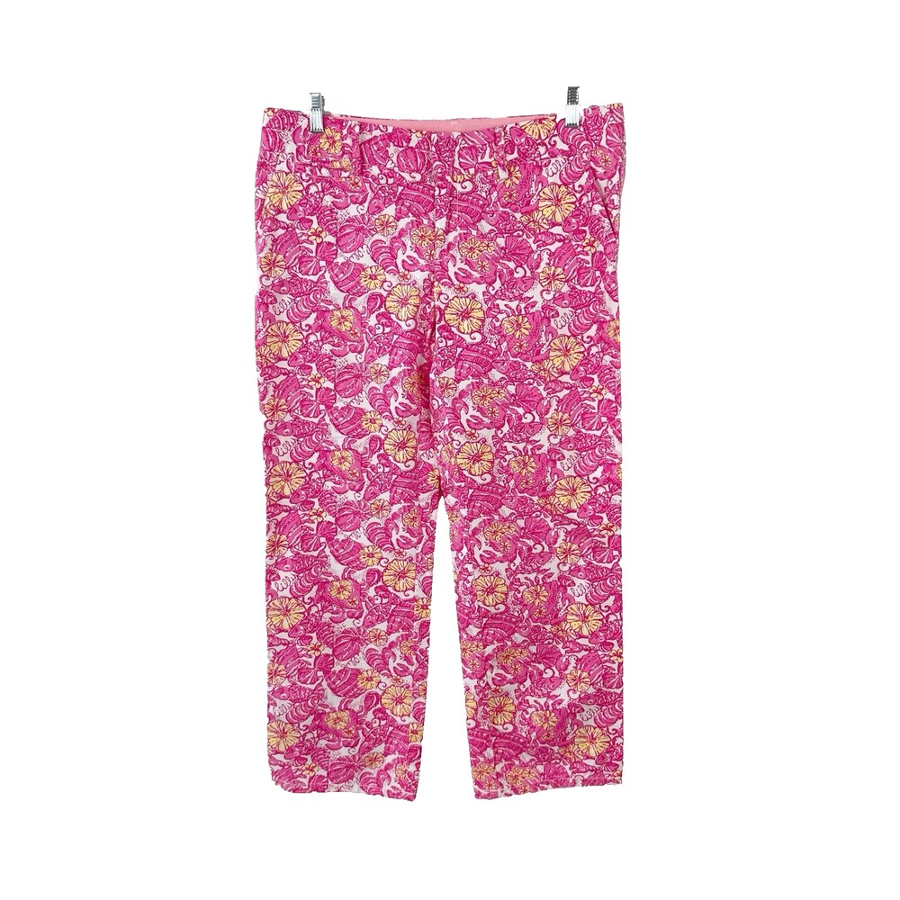 LILLY PULITZER Whitney‎ Resort Pink Chum Bucket Flat Front Chino Pant Size 12